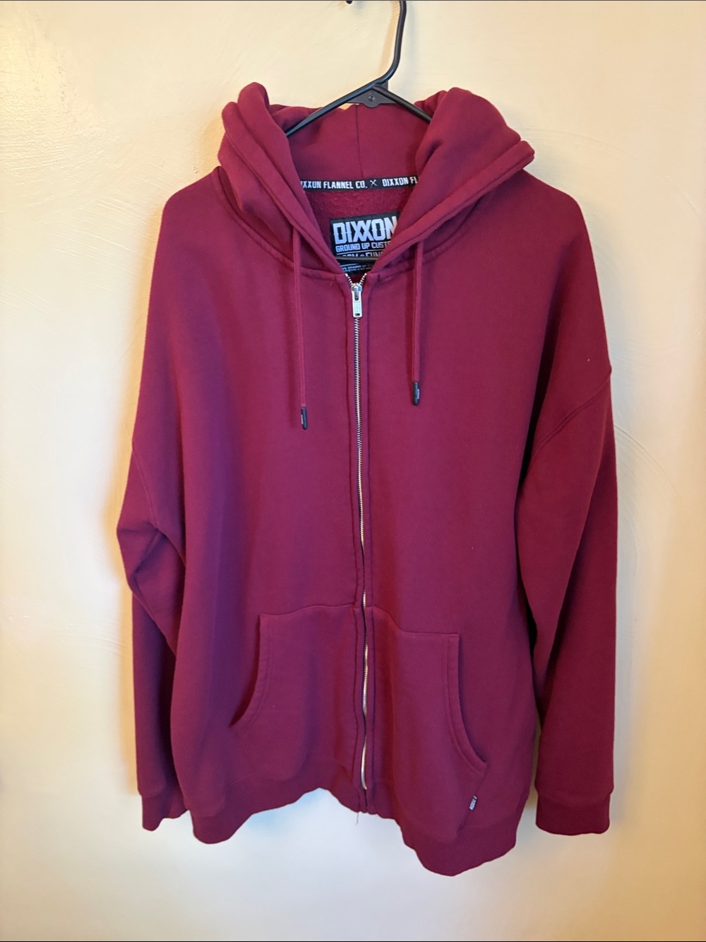 DIXXON Maroon Full-Zip Hooded Sweatshirt for Men